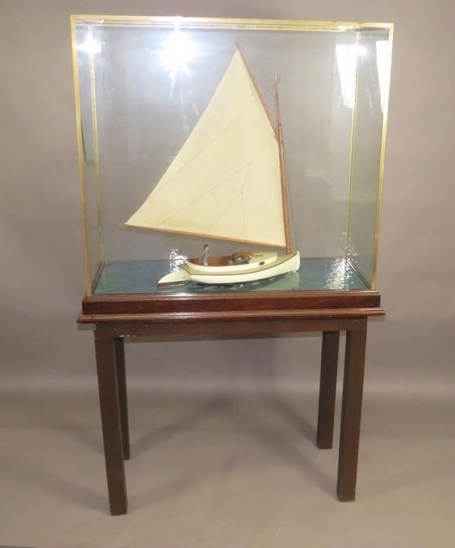 SAILBOAT DIORAMA ON STANDca. 1930; in