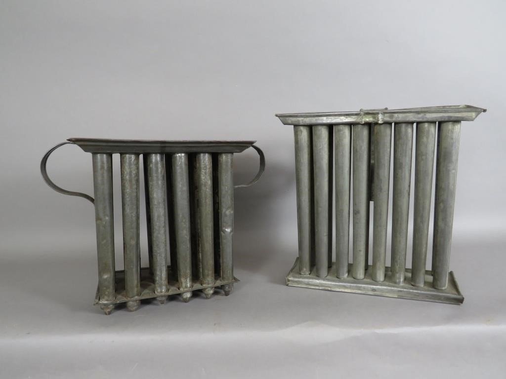 2 TIN CANDLEMOLDSca. 19th century; both