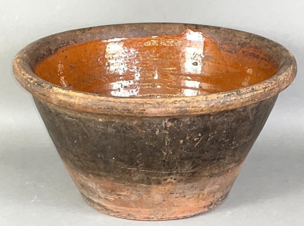 PA REDWARE BOWL CA. 1860; PA REDWARE