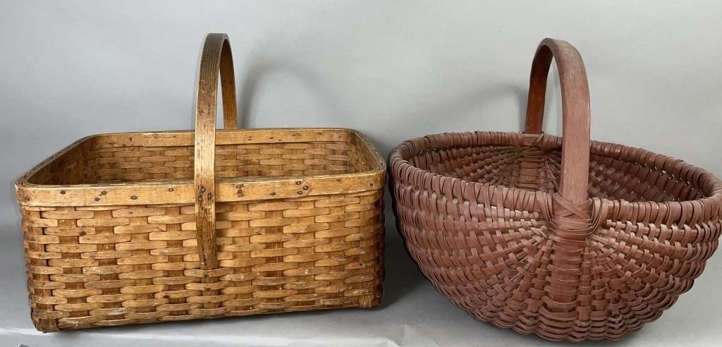 2 LARGE HOOP HANDLED MARKET BASKETS 2fb1126