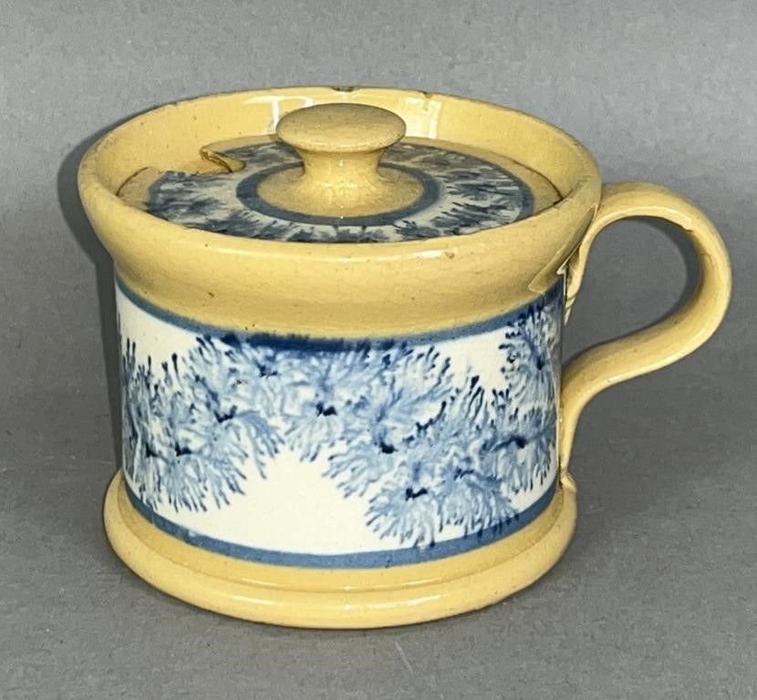 COVERED YELLOWARE MUSTARD POT WITH 2fb113e