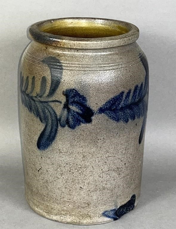 COBALT DECORATED STONEWARE JAR 2fb1147