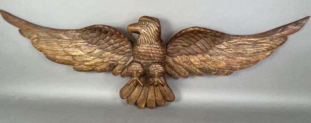 FINE CHIP CARVED WOODEN EAGLE WALL 2fb114e