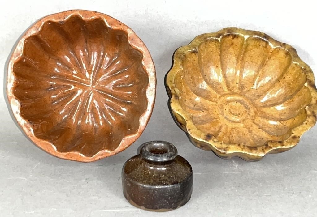 3 SMALL PA REDWARE ITEMS CA 1865 1890  2fb110d