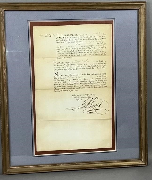 FRAMED NEW YORK CITY TAVERN LETTER