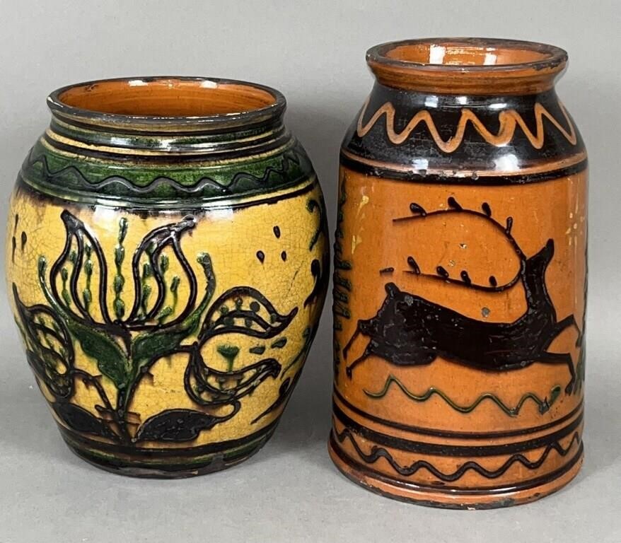 2 PIECES OF FOLK ART REDWARE BY 2fb1152