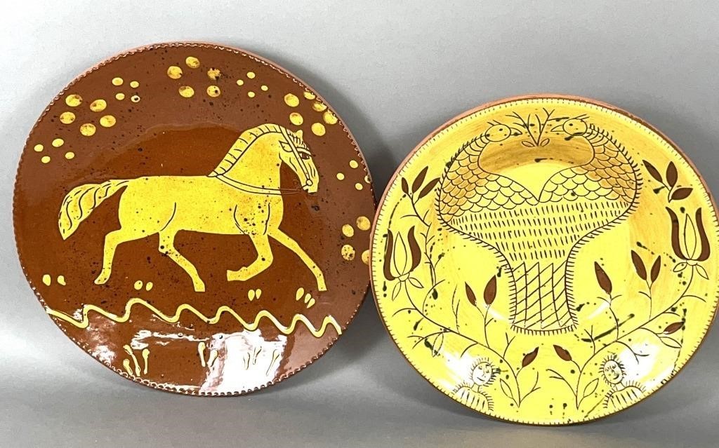 2 PIECES OF FOLK ART REDWARE BY 2fb1155