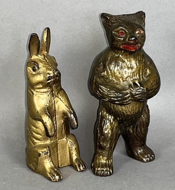 2 CAST IRON ANIMAL FIGURAL BANKS 2fb11fc