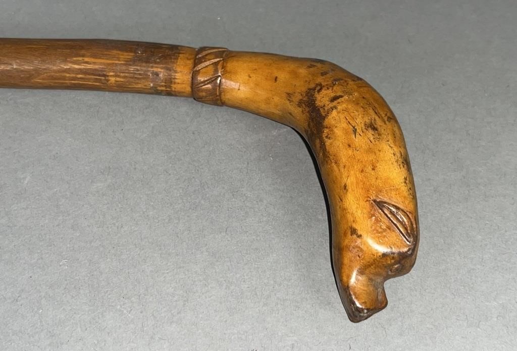 FOLK ART CARVED WALKING STICK ATTRIBUTED 2fb1240