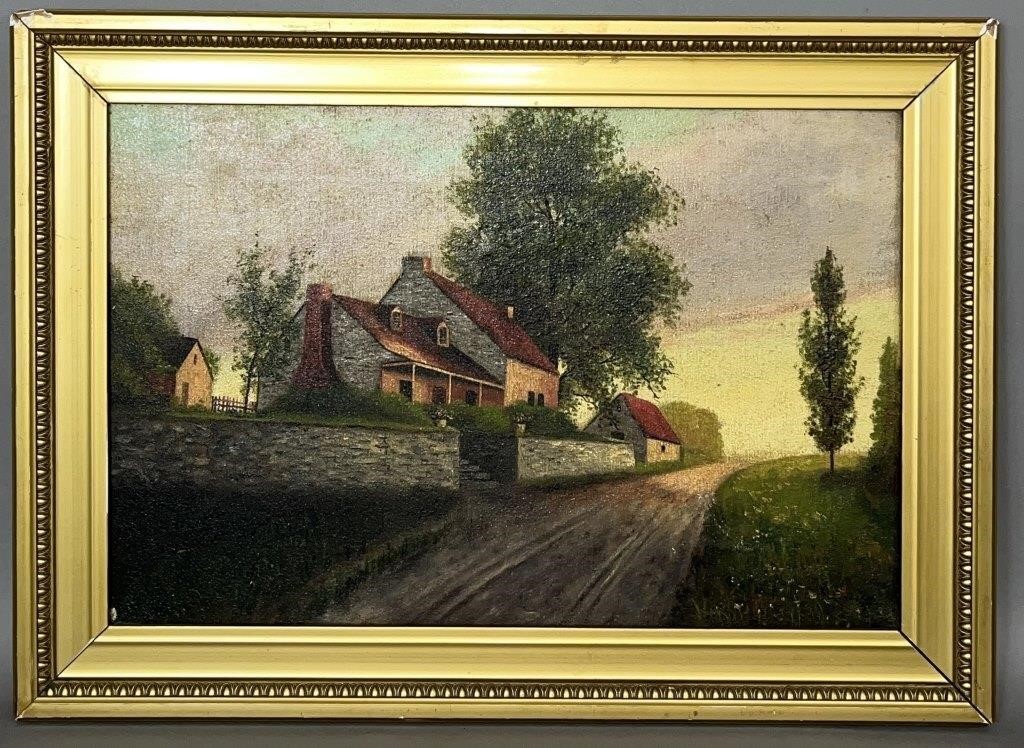 OIL ON CANVAS CA 1900 HOMESTEAD 2fb125a