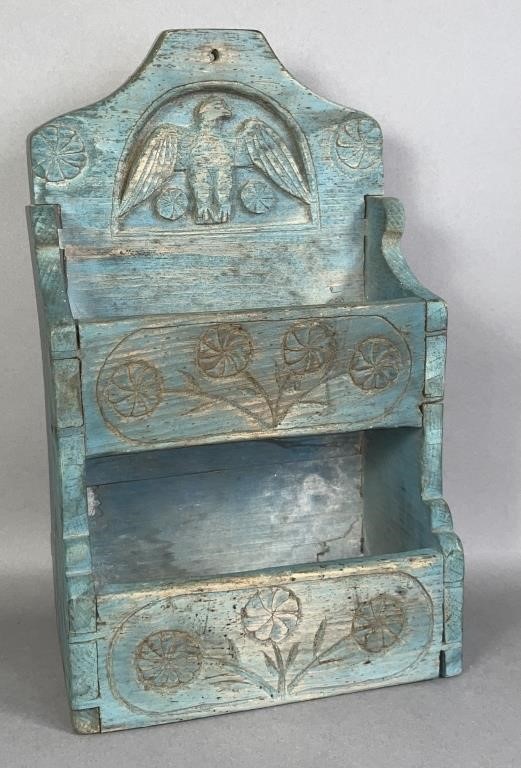 FOLK ART CARVED & PAINTED TWO-TIER WALL