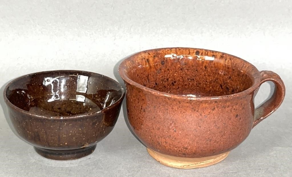 2 PA REDWARE ITEMS CA 1875 SQUAT 2fb121b