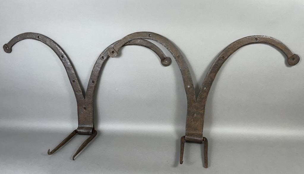 MATCHED PAIR OF RAMS HORN BARN DOOR