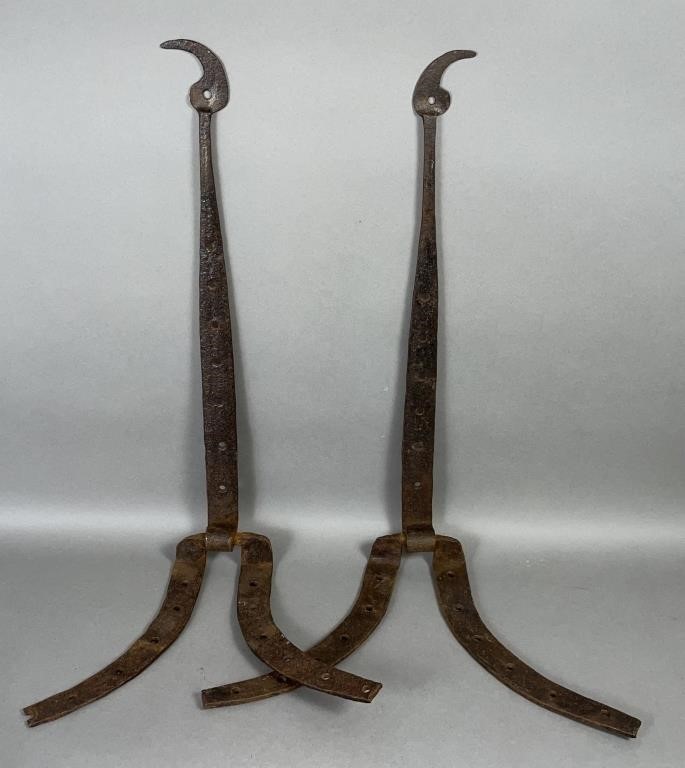 EARLY PAIR OF HAND WROUGHT IRON BIRDS