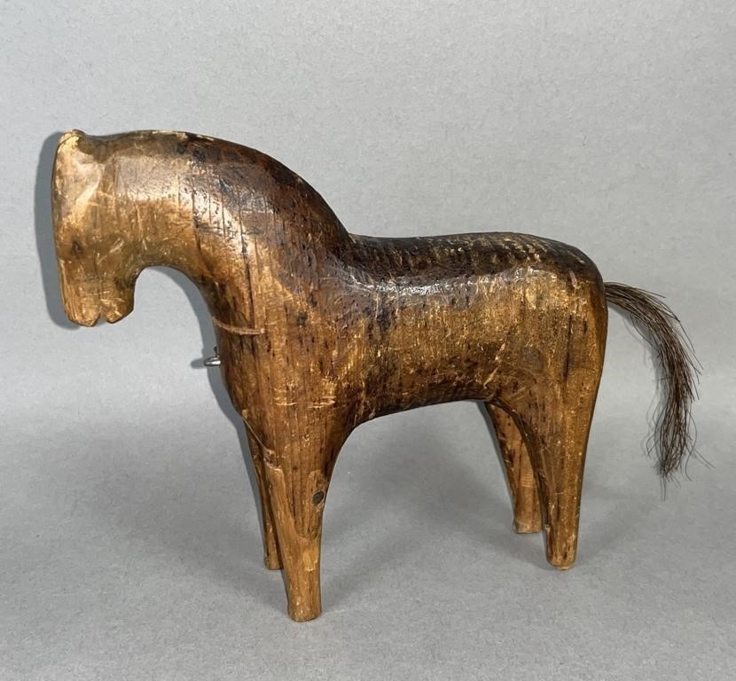 FOLK ART CARVED TOY HORSE CA MID 2fb12d4