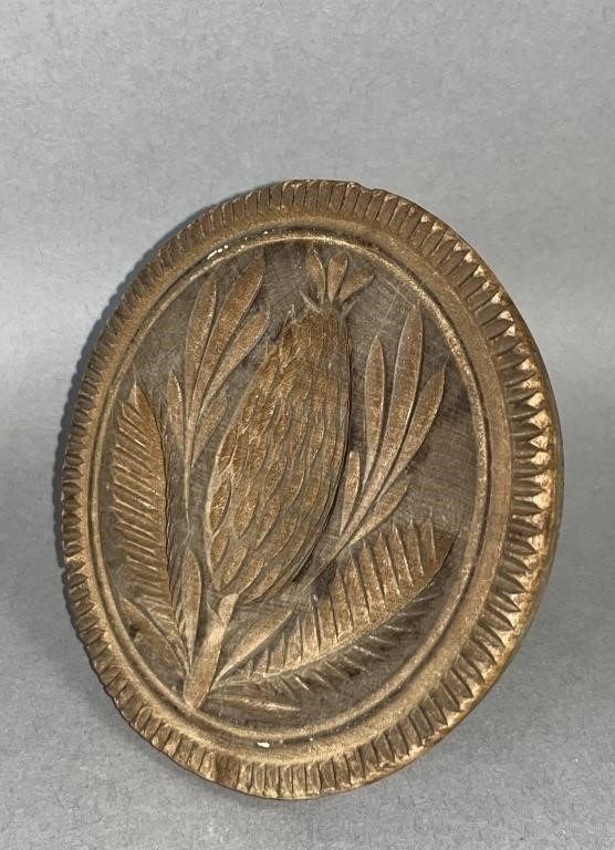 CARVED PINEAPPLE BUTTER PRINT CA. 1870-1900S;attributed