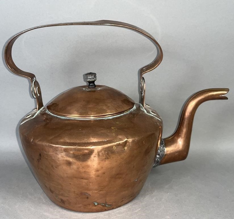 SIGNED EBERT COPPER GOOSENECK TEA