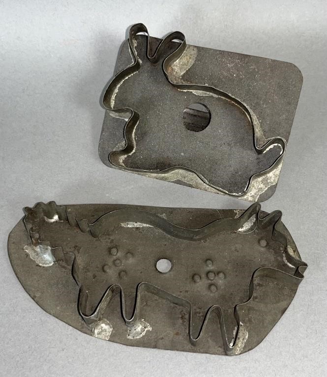 2 TIN COOKIE CUTTERS CA. 1890-1920;