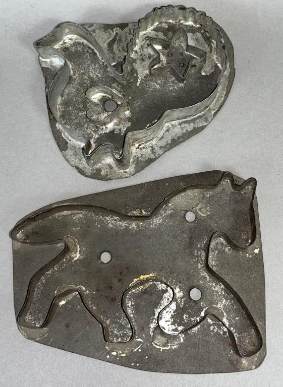 2 TIN COOKIE CUTTERS CA. 1880-1930;