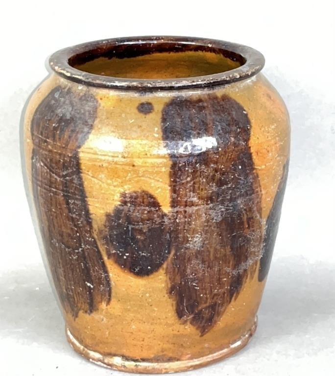 PA MANGANESE SPONGED REDWARE JAR 2fb1305