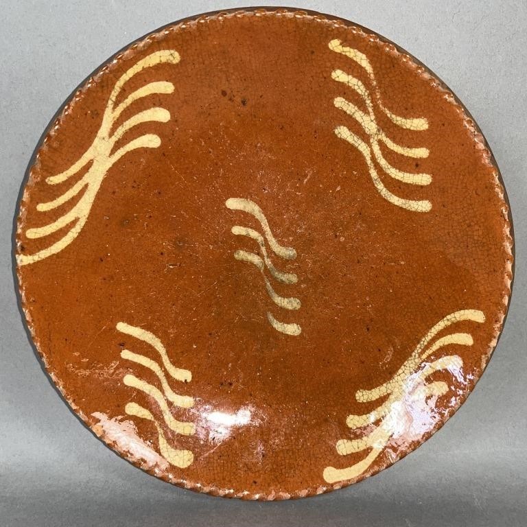 PA SLIPWARE PLATE CA. 1860; FIVE YELLOW