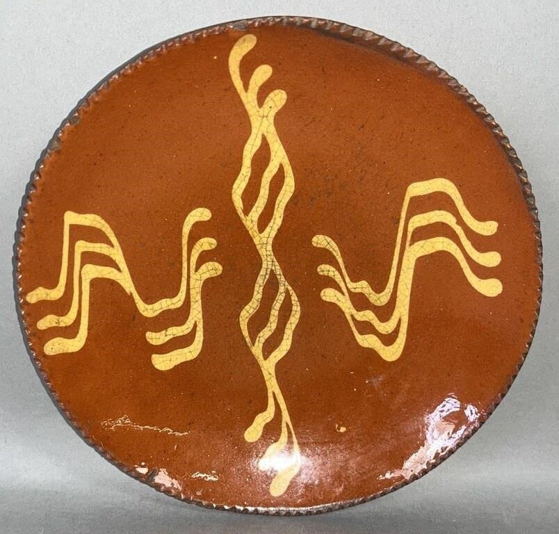 PA SLIPWARE PLATE CA. 1860; FINE PA