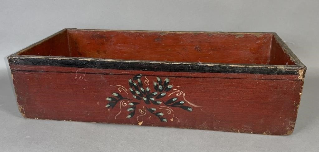 RED PAINTED WOODEN PLANTER BOX CA. 1880-1900;planter/fernery