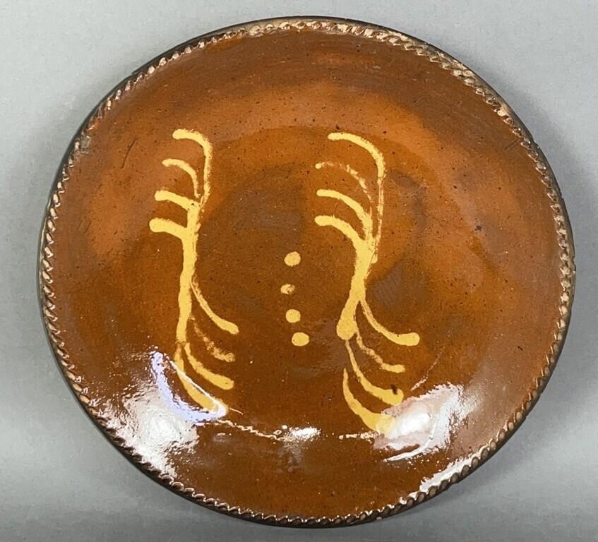 PA SLIPWARE PLATE CA. 1865; PA SLIPWARE