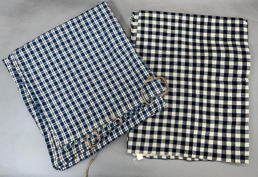 2 LARGE PIECES OF BLUE CHECK FABRIC 2fb1404