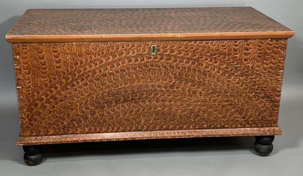 PAINT DECORATED BLANKET CHEST CA. 1854;