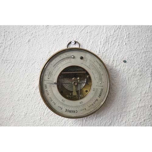Antique brass cased aneroid barometer  2fb1426