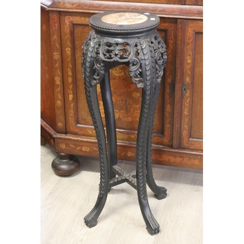 Antique oriental carved hard wood jardiniere