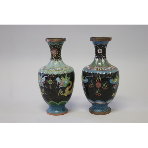 Two similar cloisonne vases, decorated