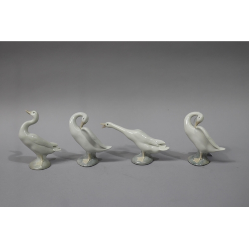 Lladro set of Three geese and one extra,