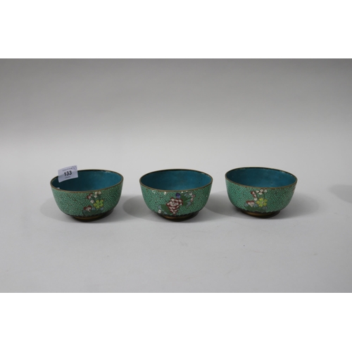 Three Chinese cloisonne finger bowls,