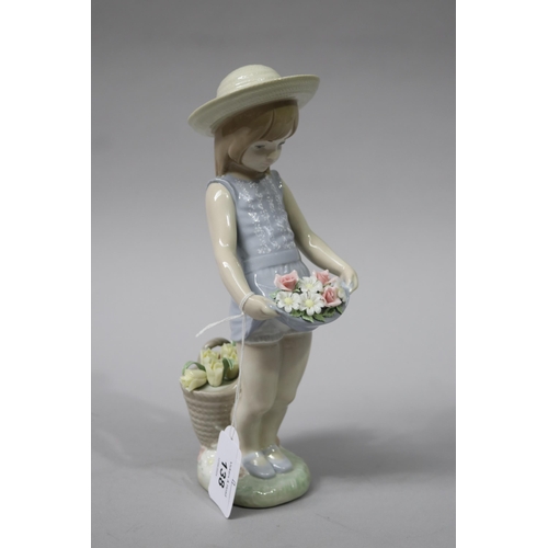 Lladro porcelain young girl with flowers