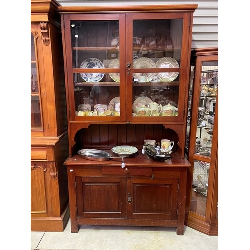 Antique pine two height kitchen dresser,