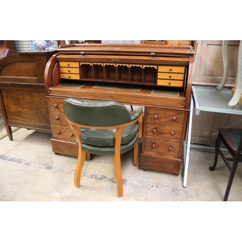 Antique cylinder twin pedestal desk