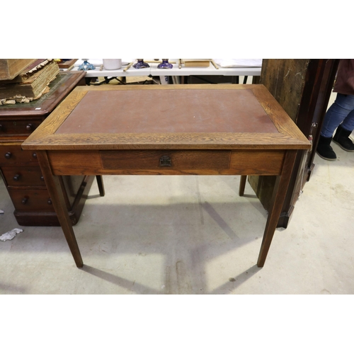 Antique oak single drawer Desk, standing