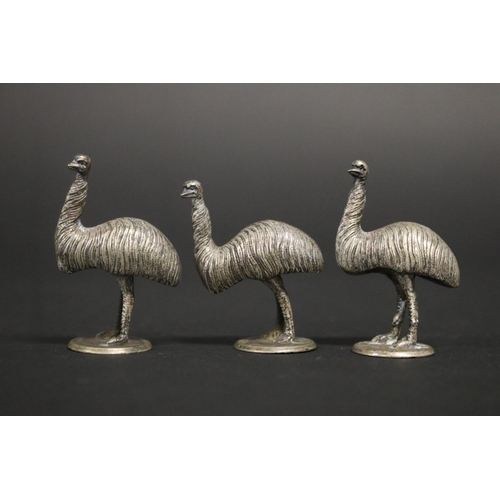 Set of three cast metal emu figures  2fb1877