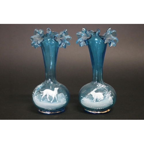 Pair of Victorian blue glass flared 2fb18f1