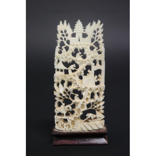 Carved ivory panel on stand approx 2fb18f5