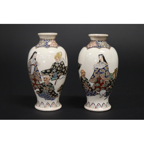 Pair of antique Japanese satsuma vases,