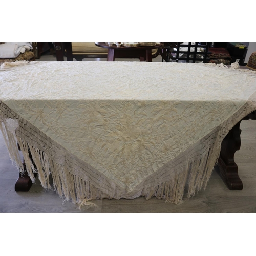 Antique cream silk piano cover/shawl,