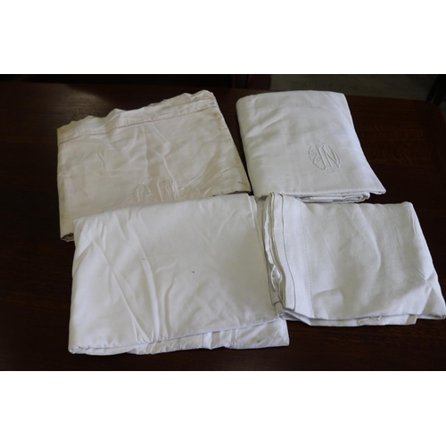 Four Antique French linen bed sheets  2fb19b2