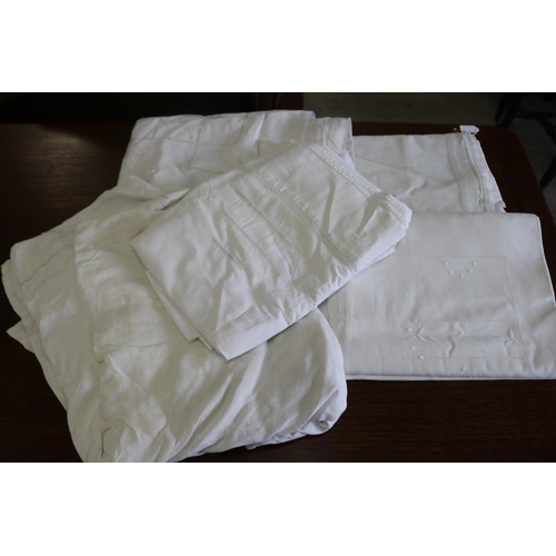 Five Antique French linen bed sheets 2fb19b9