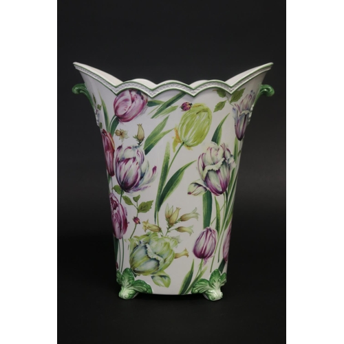 Large Italian flared rim floral ceramic