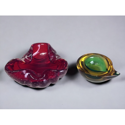 A MURANO GEODE GLASS TEARDROP BOWL.Together