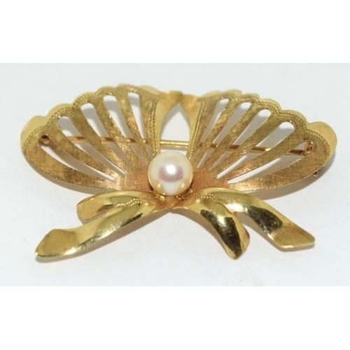 9ct gold Ribbon shape and pearl 2fb1b1f