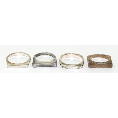 4 x 925 silver square end knuckle rings